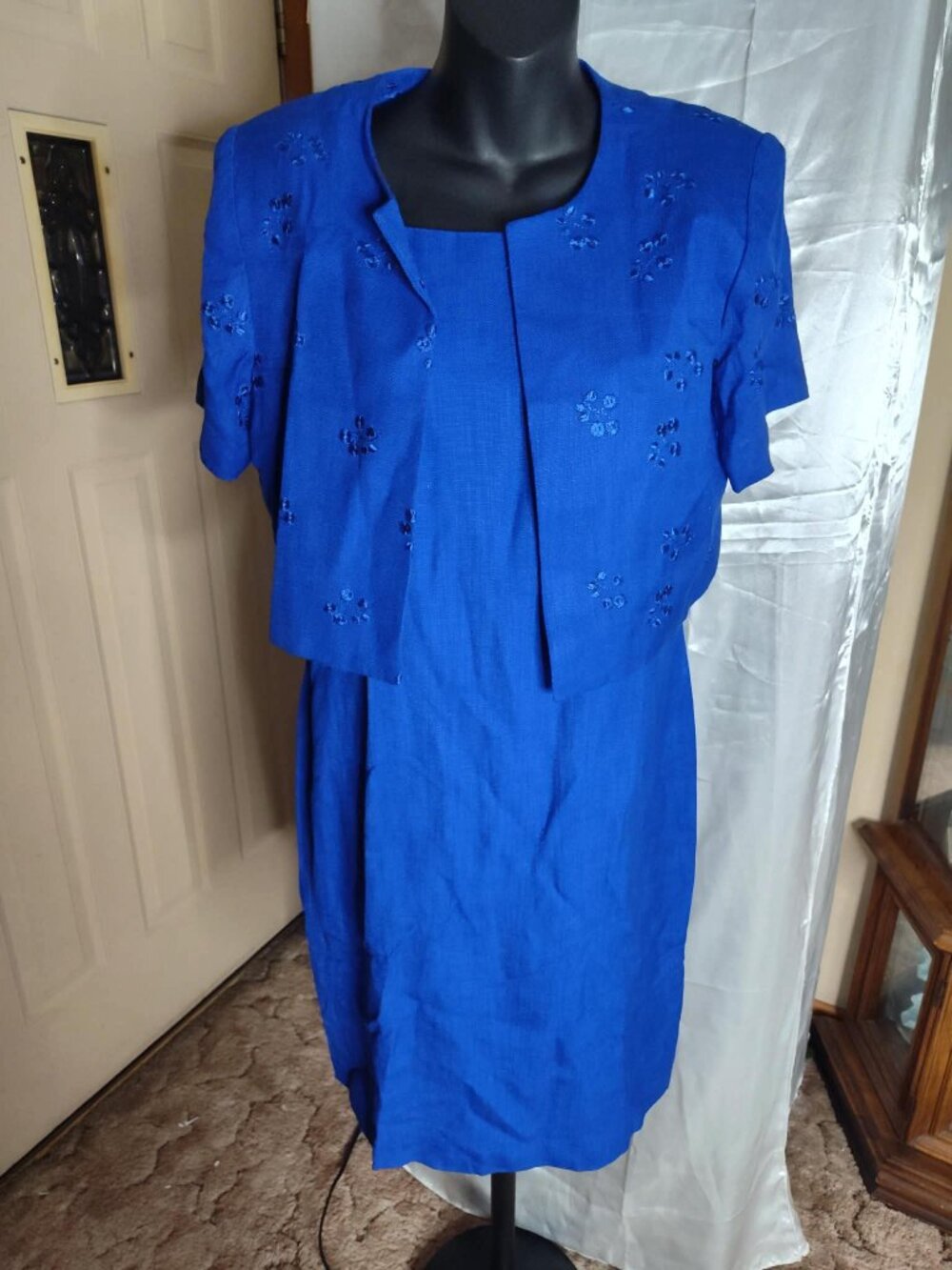 Talbots 2-piece Blue Dress with Embroidered Bolero  Set Size 8